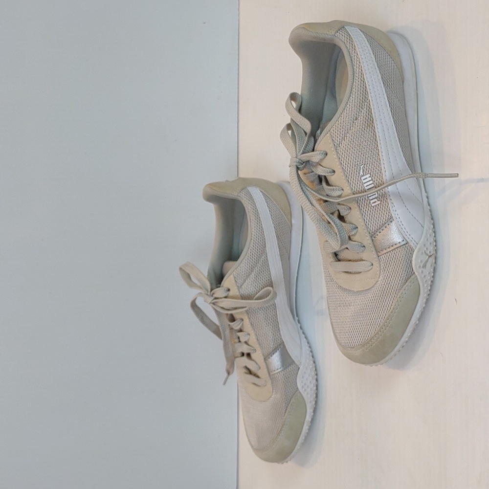 Puma Women's Bella Cream Lace Up Knit Suede Softfoam Casual Sneaker - Picture 5 of 12